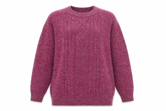 Front view of Damart Women’s Purple Cable-Knit Acrylic jumper, size L, 18/20