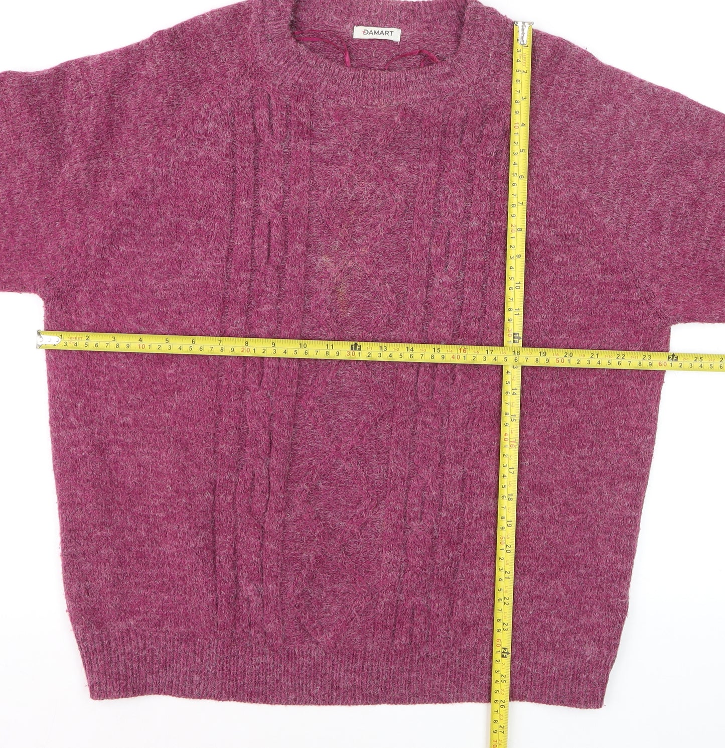 Damart Women’s Purple Cable-Knit Acrylic Pullover Jumper Size L 18/20