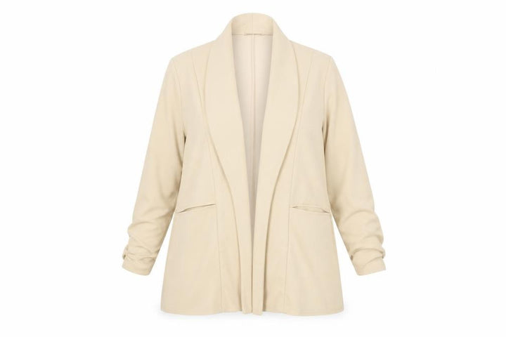 Boohoo Women Beige Shawl Collar Longline Blazer Size 18