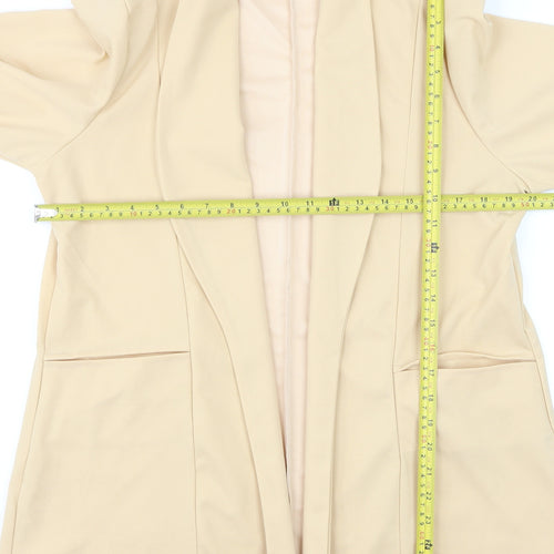 Boohoo Women Beige Shawl Collar Longline Blazer Size 18