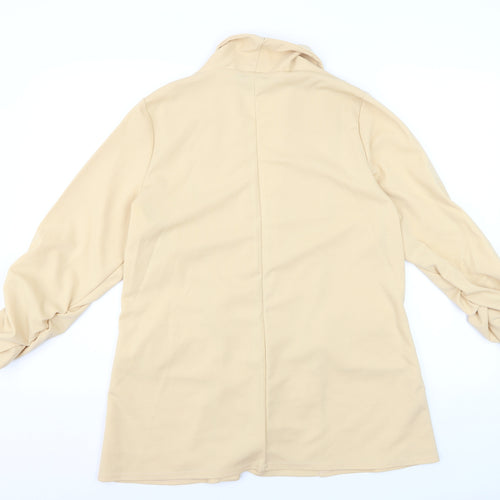 Boohoo Women Beige Shawl Collar Longline Blazer Size 18
