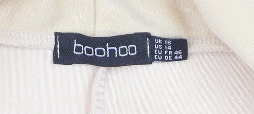 Boohoo Women Beige Shawl Collar Longline Blazer Size 18