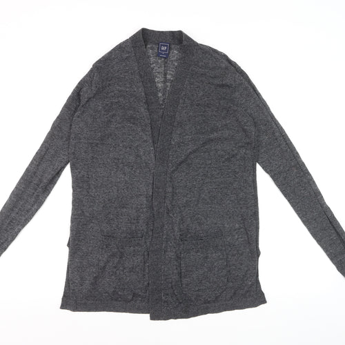 GAP Womens Grey Linen Blend Long Sleeve Open Cardigan M