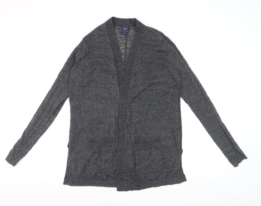 GAP Womens Grey Linen Blend Long Sleeve Open Cardigan M