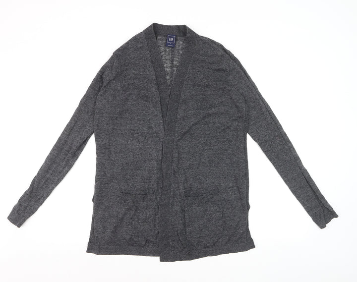 GAP Womens Grey Linen Blend Long Sleeve Open Cardigan M