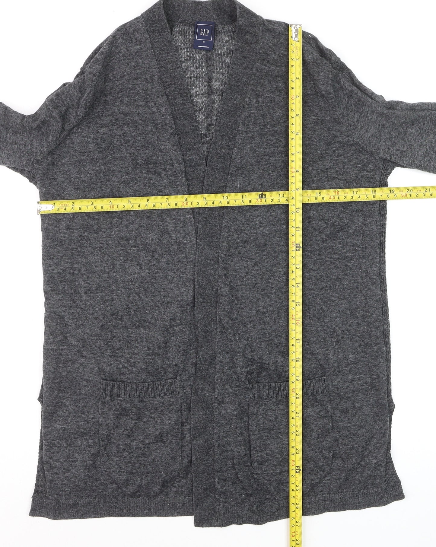 GAP Womens Grey Linen Blend Long Sleeve Open Cardigan M