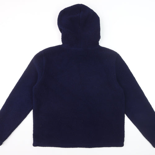 Fila Women Navy Blue Hooded Pullover Hoodie Size L Fleece Logo