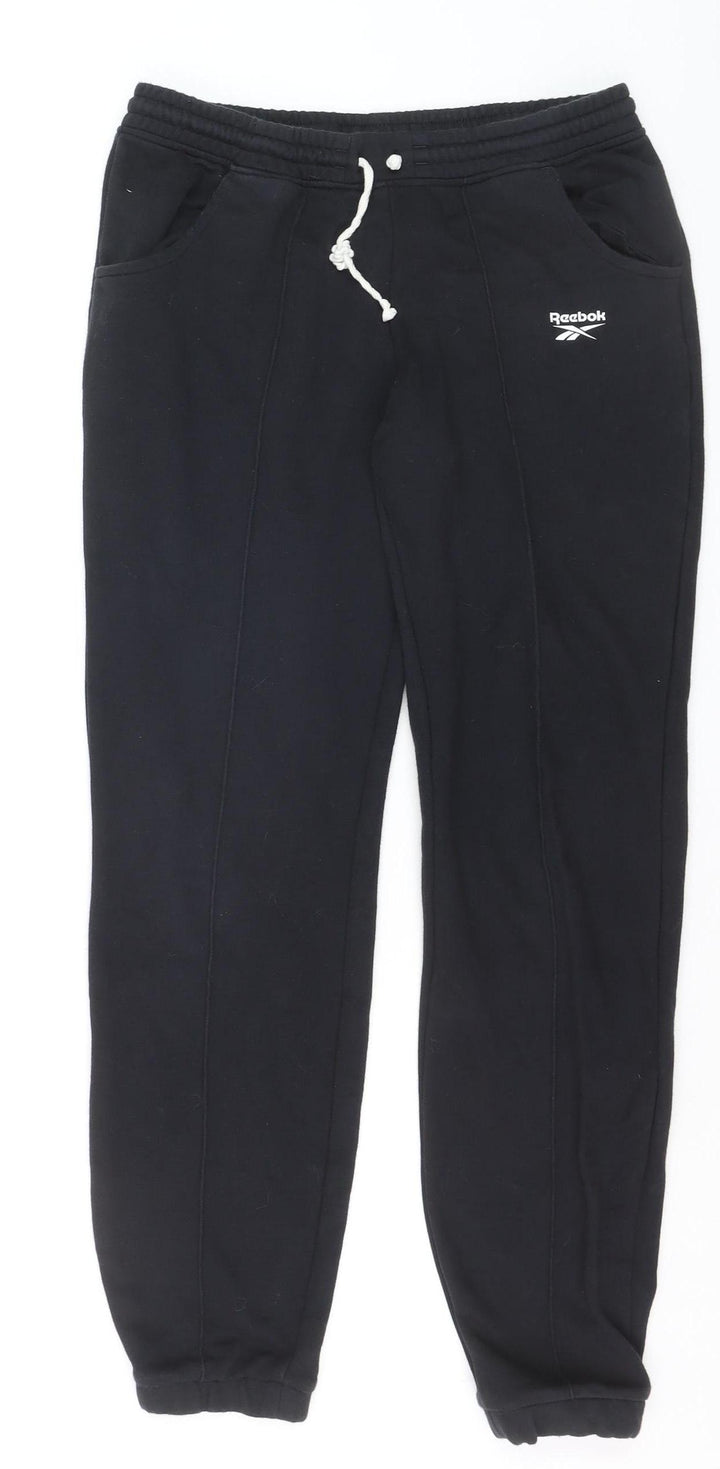 Reebok Women Black Small Jogger Sweatpants Elastic Waist Pockets