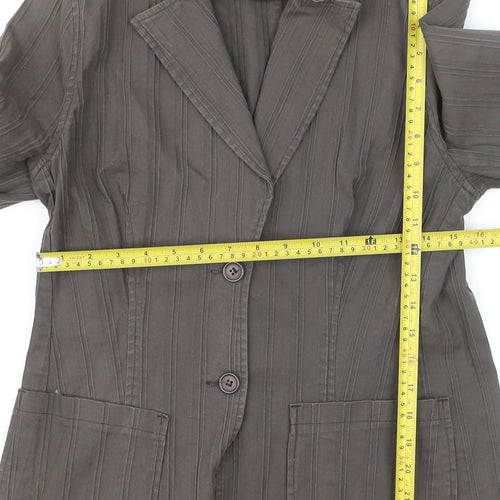 B & D Fashions Women’s Brown Striped Cotton Blazer Jacket Size 12