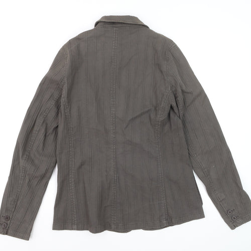 B & D Fashions Women’s Brown Striped Cotton Blazer Jacket Size 12