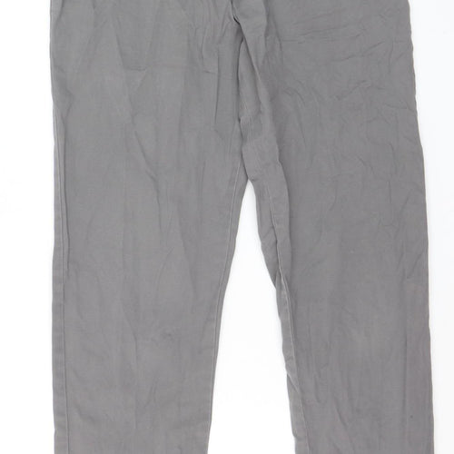 Marks and Spencer Men's Grey Cotton Chino Trousers 30W 31L Tapered Fit