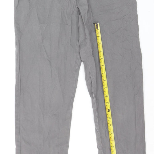Marks and Spencer Men's Grey Cotton Chino Trousers 30W 31L Tapered Fit