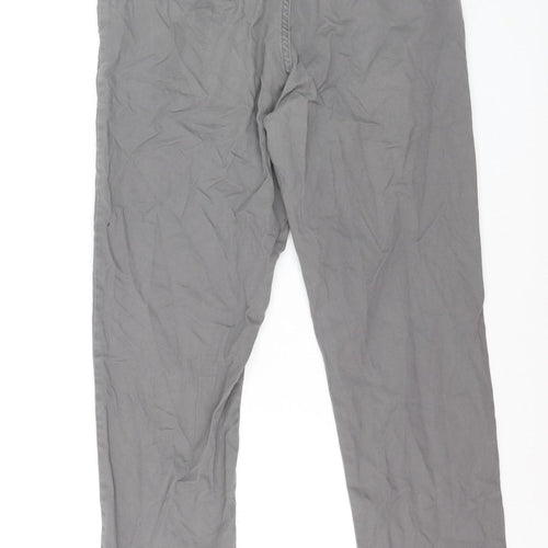 Marks and Spencer Men's Grey Cotton Chino Trousers 30W 31L Tapered Fit