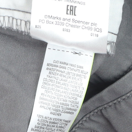 Marks and Spencer Men's Grey Cotton Chino Trousers 30W 31L Tapered Fit