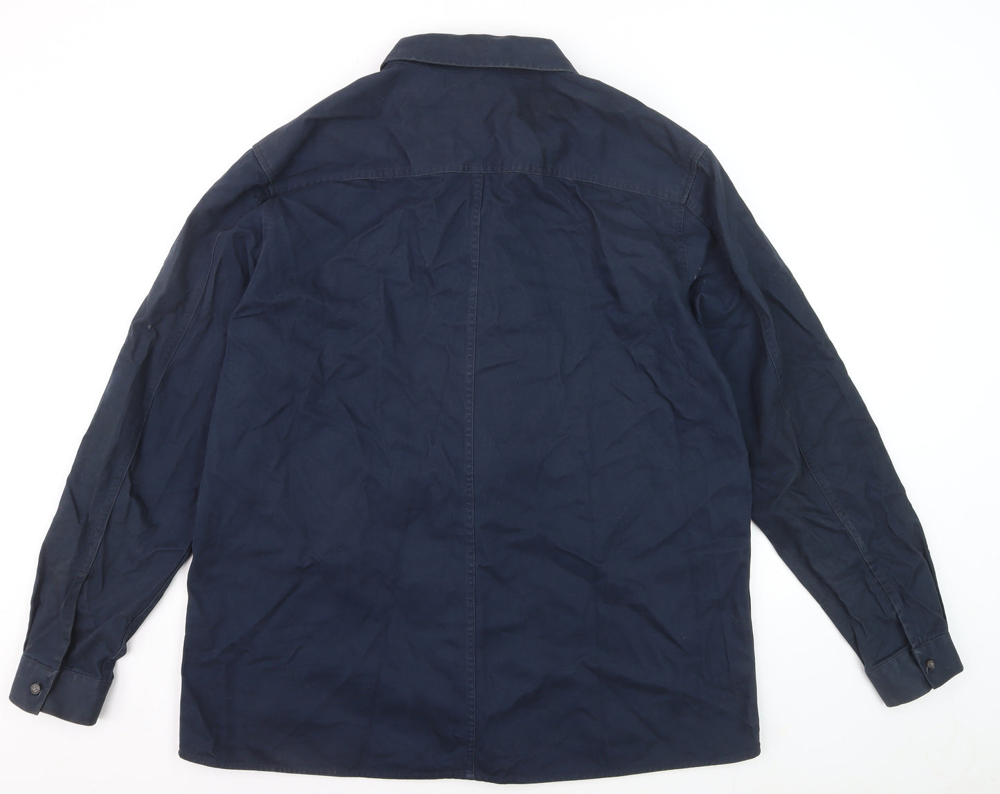 Twistedsoul Men's Blue Cotton Zip Front Long Sleeve Shirt XL