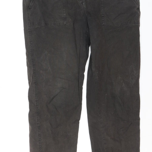 White Stuff Womens Black Cotton Chino Trousers Size 14 Regular