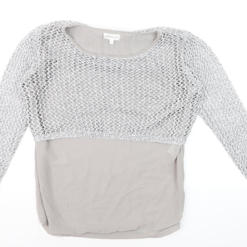 Apricot Women Grey Open-Knit Pullover Jumper Size 12