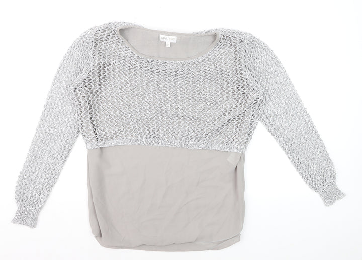 Apricot Women Grey Open-Knit Pullover Jumper Size 12