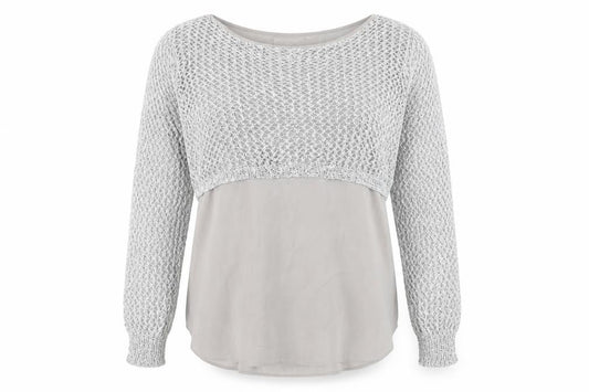Front view of Apricot Women Grey Open-Knit jumper, size 12