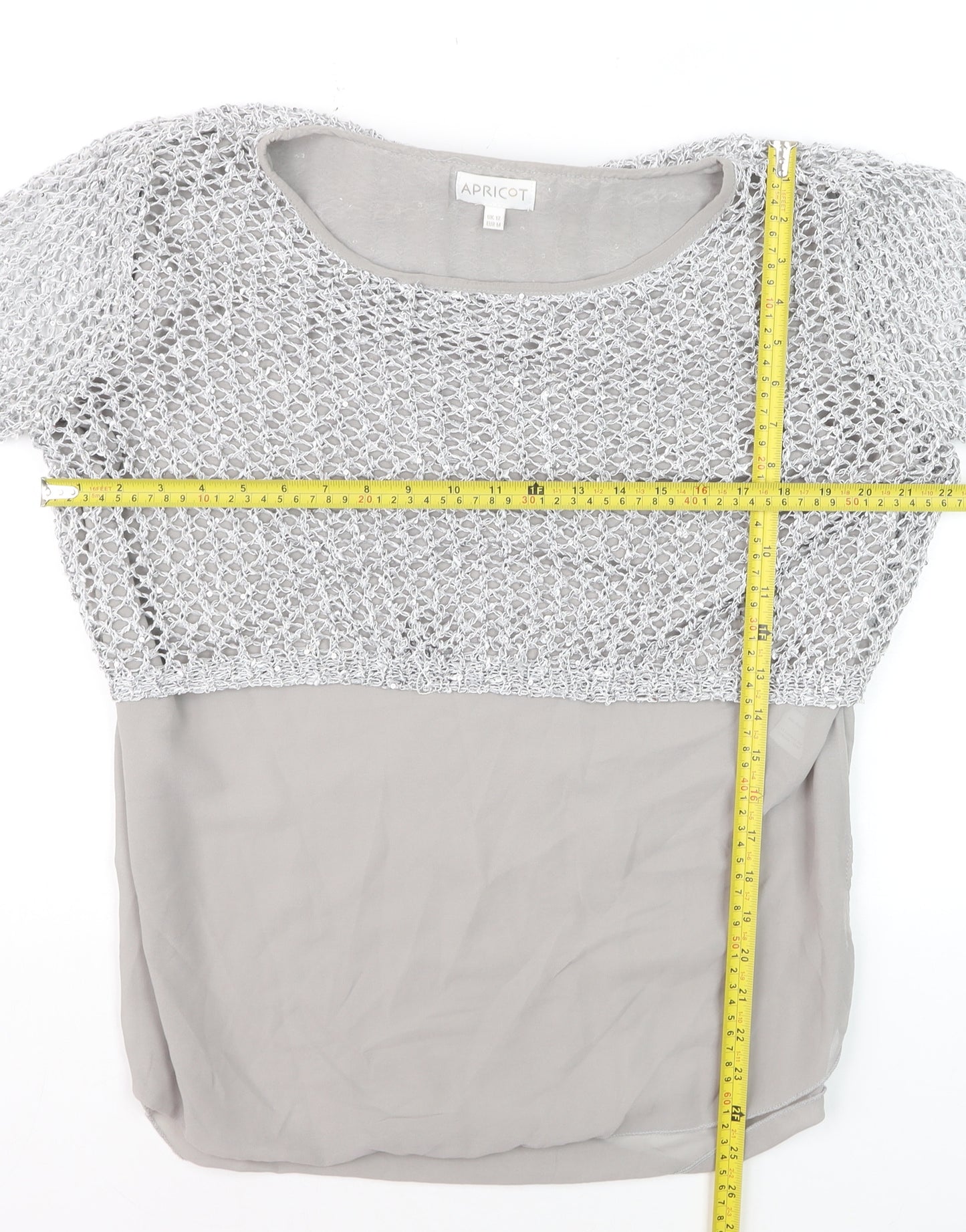 Apricot Women Grey Open-Knit Pullover Jumper Size 12
