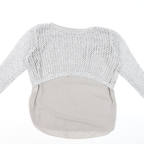 Apricot Women Grey Open-Knit Pullover Jumper Size 12