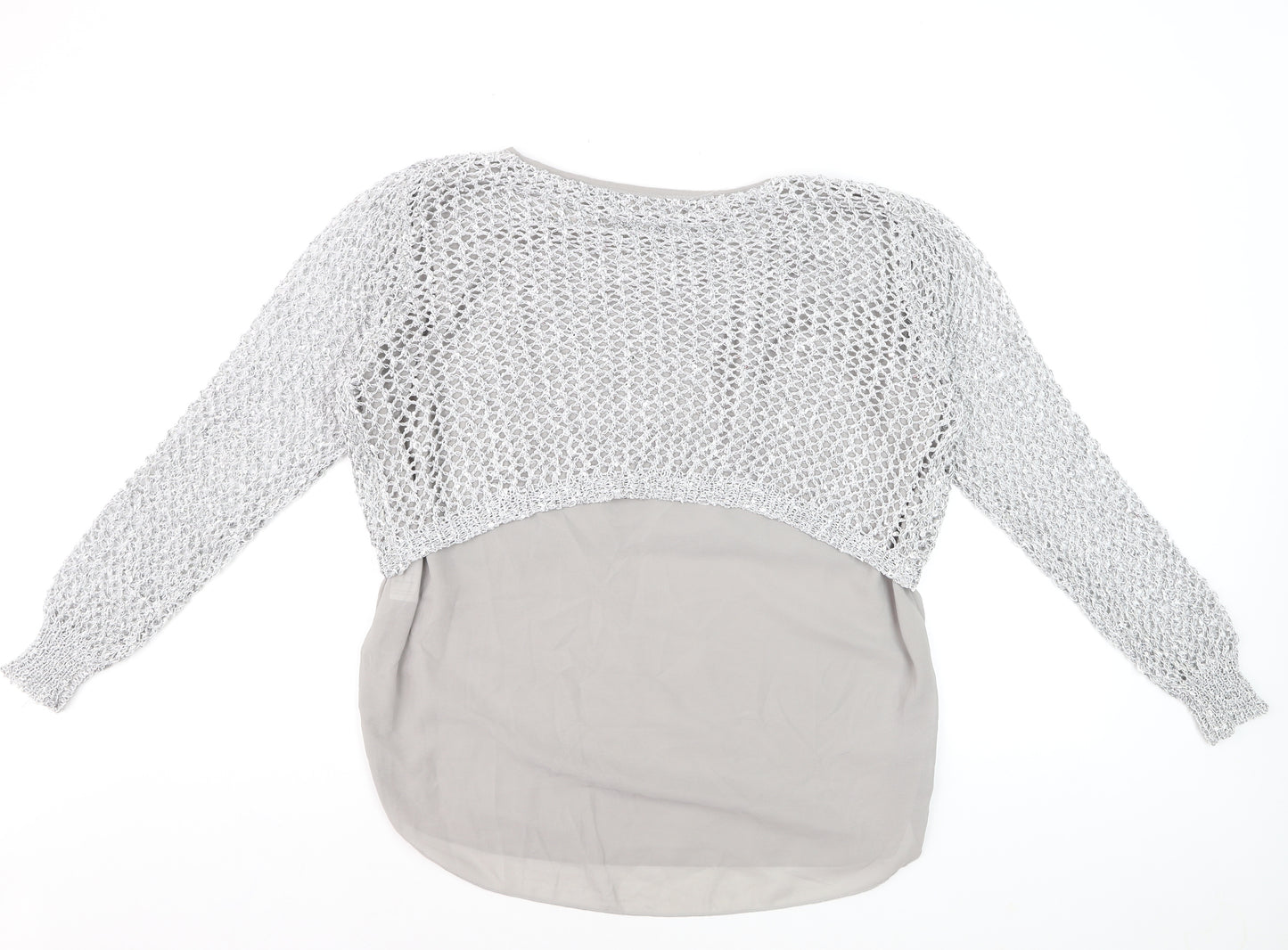 Apricot Women Grey Open-Knit Pullover Jumper Size 12