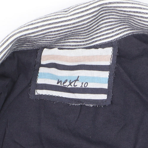 Next Women Blue Striped Cotton Blazer UK 10 Single Breasted Jacket