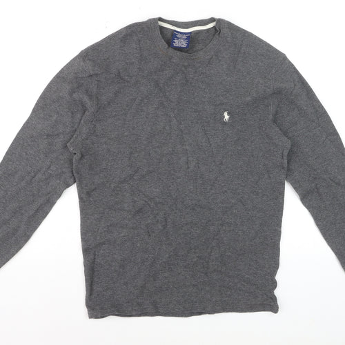 Polo Ralph Lauren Men's Grey Cotton Waffle-Knit Jumper L
