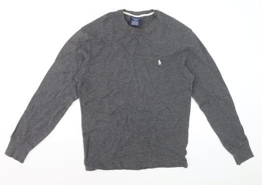 Polo Ralph Lauren Men's Grey Cotton Waffle-Knit Jumper L
