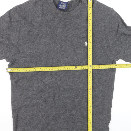 Polo Ralph Lauren Men's Grey Cotton Waffle-Knit Jumper L