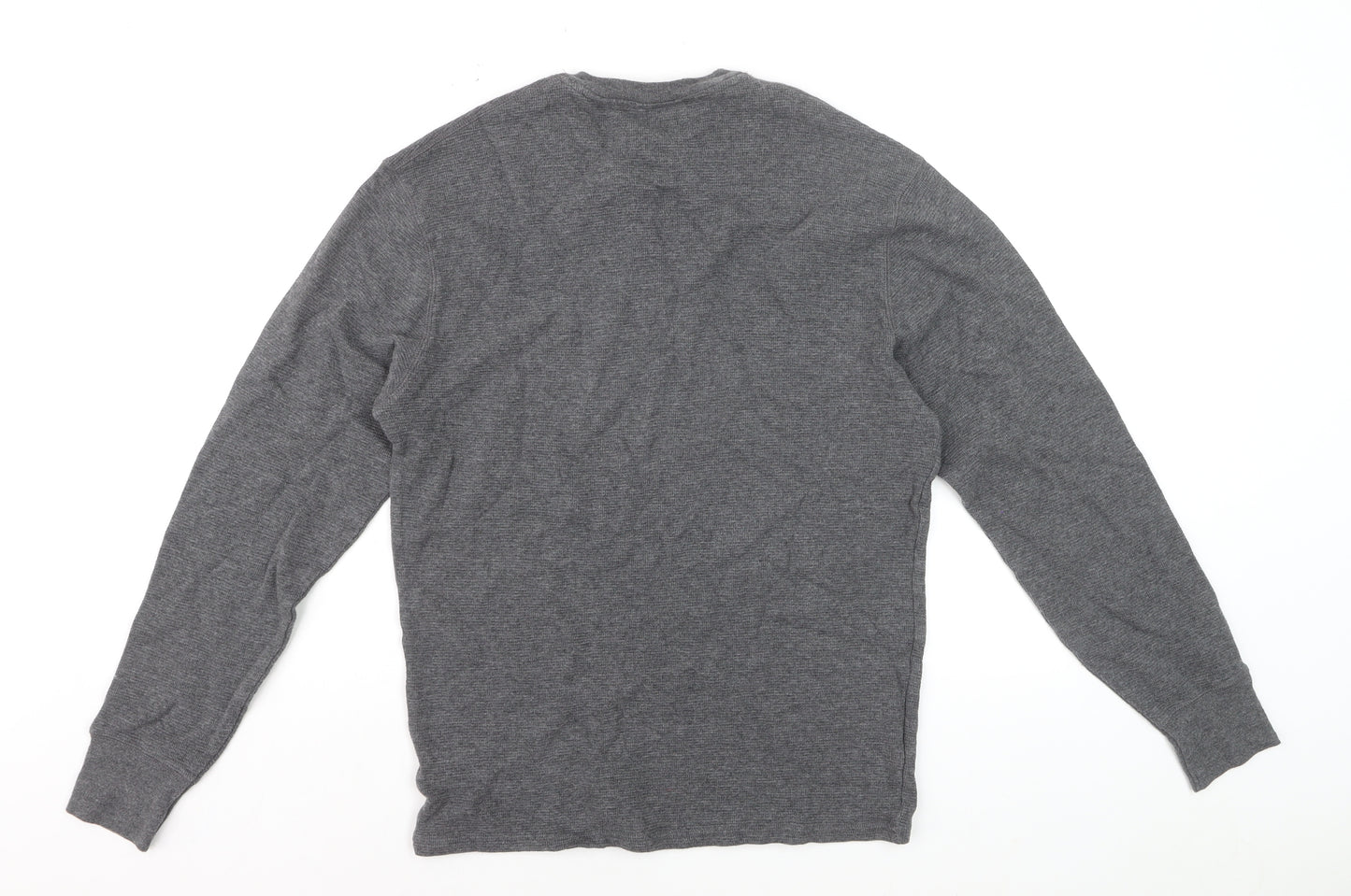 Polo Ralph Lauren Men's Grey Cotton Waffle-Knit Jumper L