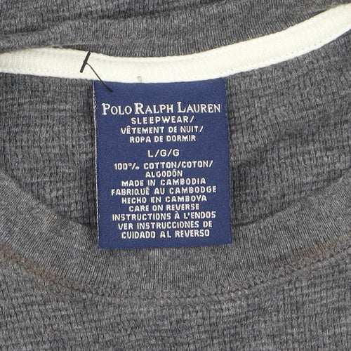 Polo Ralph Lauren Men's Grey Cotton Waffle-Knit Jumper L