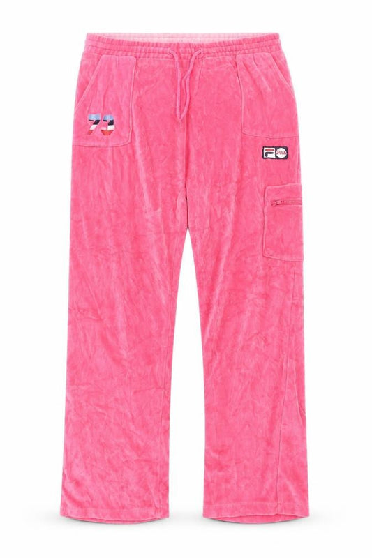 Fila Womens Pink Velour Jogger Trousers XL 16 Drawstring Pockets
