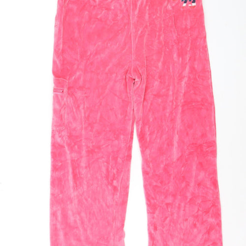 Fila Womens Pink Velour Jogger Trousers XL 16 Drawstring Pockets