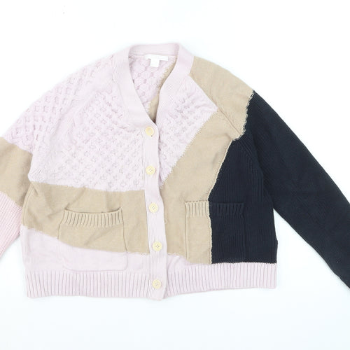 COS Women’s Multicoloured V-Neck Chunky Knit Cardigan Size 10
