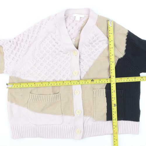 COS Women’s Multicoloured V-Neck Chunky Knit Cardigan Size 10