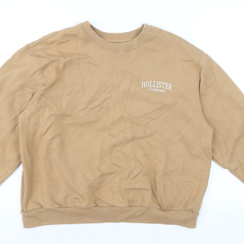Hollister Womens Beige Crew Neck Pullover Sweatshirt M