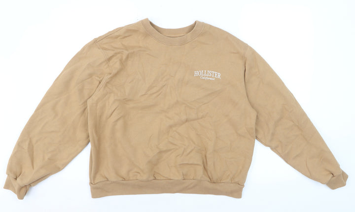 Hollister Womens Beige Crew Neck Pullover Sweatshirt M