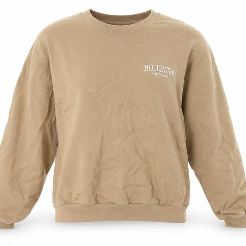 Hollister Womens Beige Crew Neck Pullover Sweatshirt M