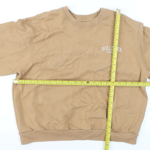Hollister Womens Beige Crew Neck Pullover Sweatshirt M