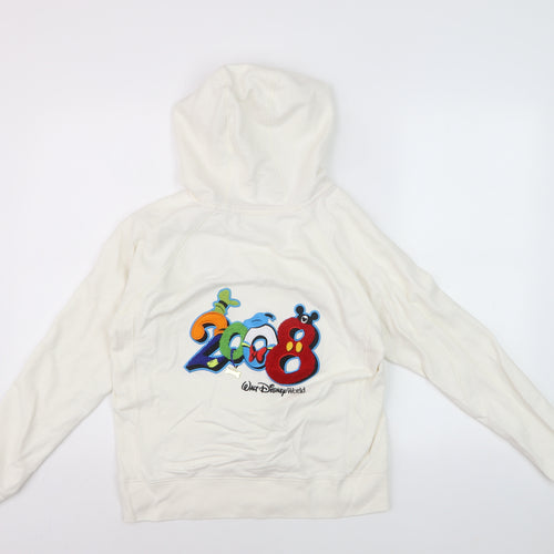 Walt Disney World Women’s White Full Zip Hoodie Size M Embroidered Mickey Minnie