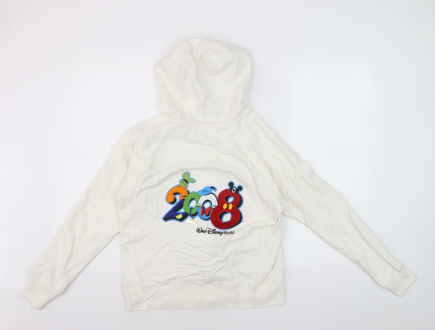 Walt Disney World Women’s White Full Zip Hoodie Size M Embroidered Mickey Minnie