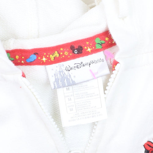 Walt Disney World Women’s White Full Zip Hoodie Size M Embroidered Mickey Minnie