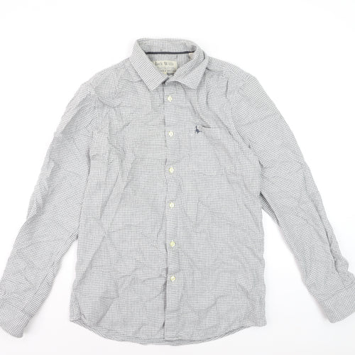 Jack Wills Men's Grey Check Long Sleeve Cotton Button-Up Shirt M