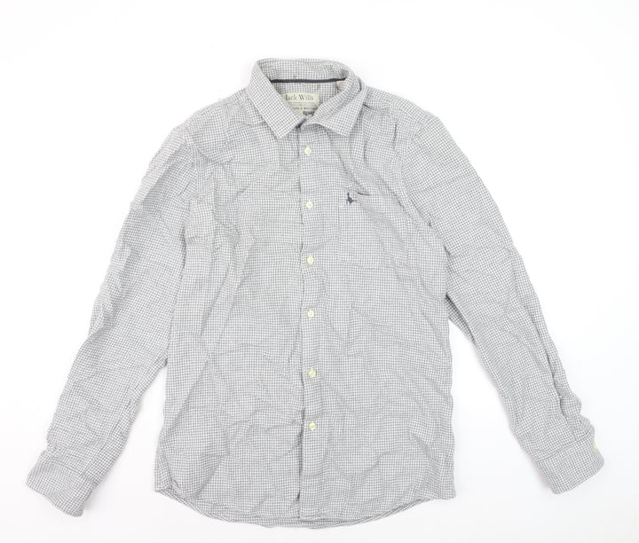 Jack Wills Men's Grey Check Long Sleeve Cotton Button-Up Shirt M