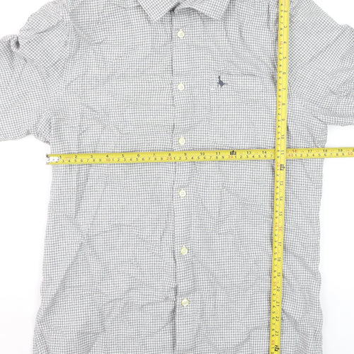 Jack Wills Men's Grey Check Long Sleeve Cotton Button-Up Shirt M