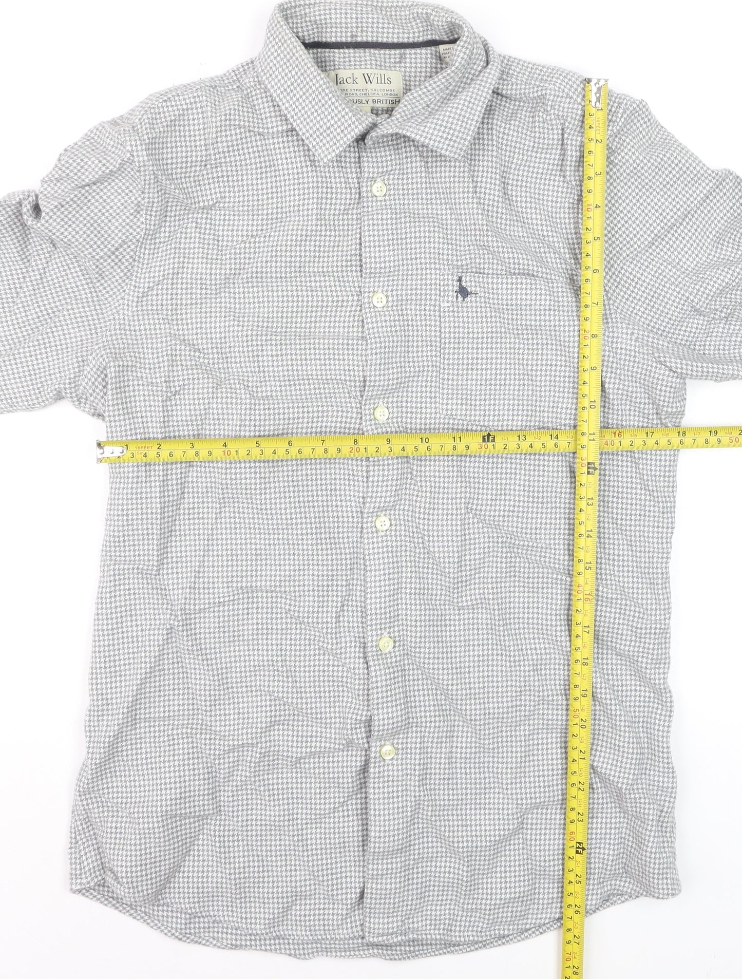 Jack Wills Men's Grey Check Long Sleeve Cotton Button-Up Shirt M