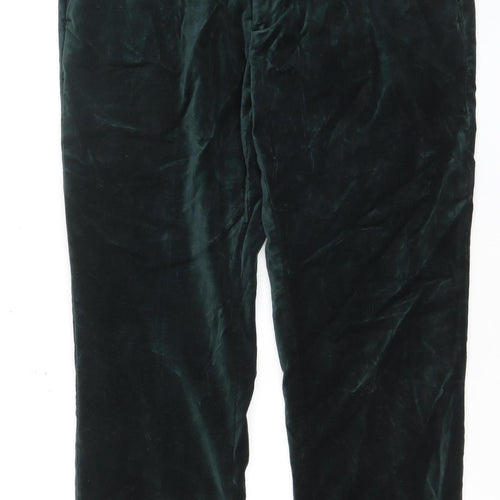 Marks and Spencer Men's Green Velvet Regular Fit Trousers Size 38