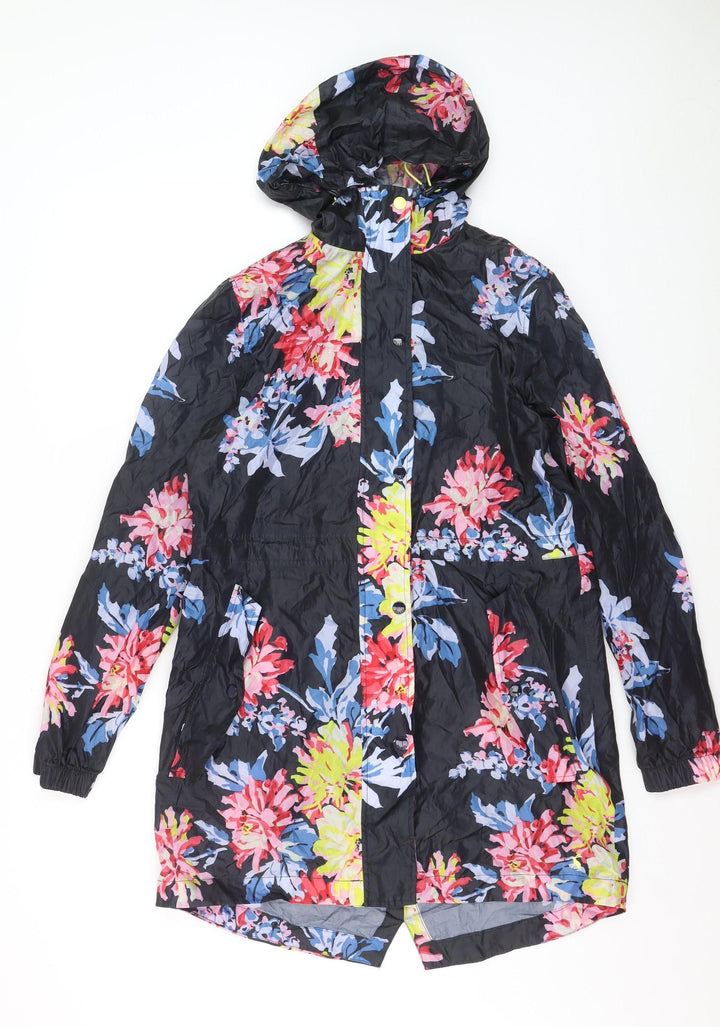 Joules Women’s Multicoloured Floral Waterproof Hooded Rain Coat Size 8