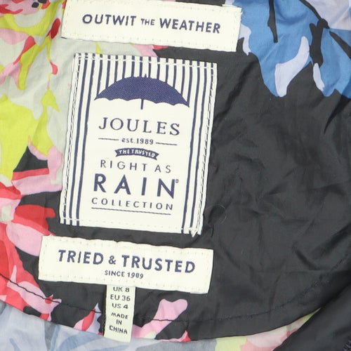 Joules Women’s Multicoloured Floral Waterproof Hooded Rain Coat Size 8